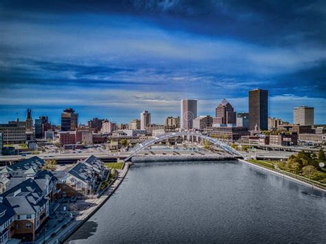 Aerial View Of Beautiful Cityscape In Rochester Ny Stock Image Image