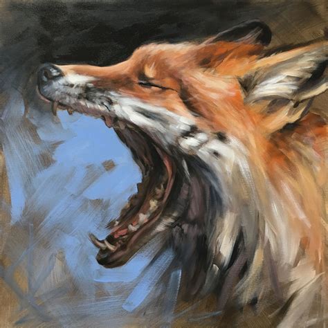 Yawning Fox Painting By American Wildlife Artist Aimée Rolin Hoover