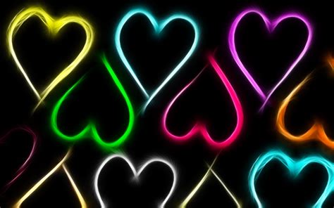 Digital Art Black Background Heart Colorful Heart Design Cyan