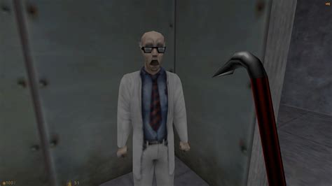 A Screenshot From The Original Half Life Showing A Scientist Looking