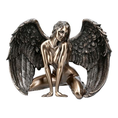 Nude Naked Winged Female Angel Cold Cast Bronze Resin Statue