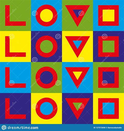 Love Typography Creative Love Logotype Geometric Love Pop Art Image