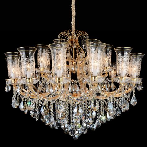 Md9841 168 Gold Metal Maria Theresa Chandelier With Glass Shade