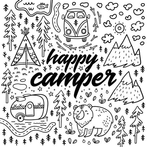 Dog coloring page for adults: Image result for happy camper coloring pages | Camping ...