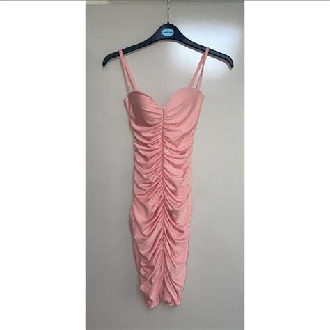 Oh Polly Pink Ruched Midi Dress Tags Still On Depop