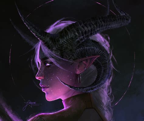 72157 Fantasy Demon Hd Horns Pointed Ears White Hair Face Woman
