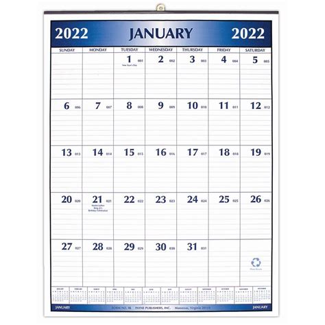 2022 Large Wall Calendar 16x21