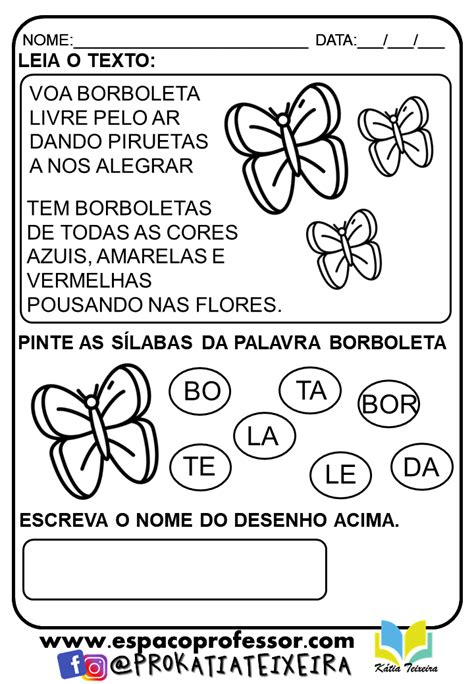 Atividade De Alfabetização 1º Ano Com Texto Para Imprimir