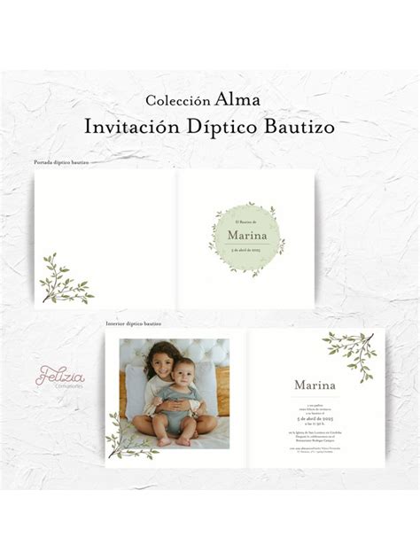 Invitación Bautizo Díptico Alma · Inicio · Felizia