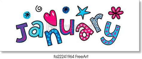 Free art print of January Clip Art. Whimsical cartoon text doodle for ...