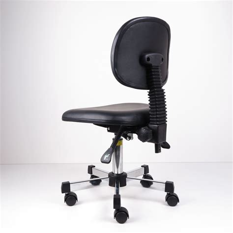 Black Pu Leather Medical Hospital Ergonomic Lab Chairs With Three