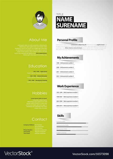 Curriculum vitae in research paper. Creative CV template with paper stripes Royalty Free Vector