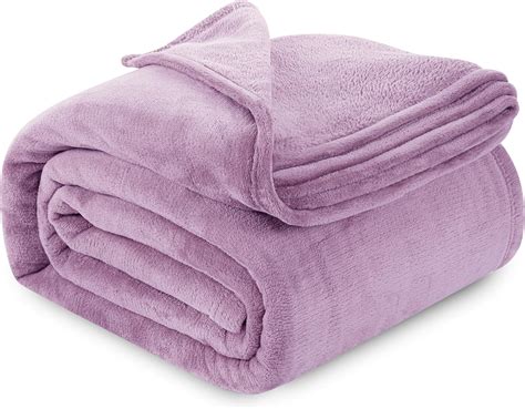 Utopia Bedding Lilac Fleece Blanket Queen Size Lightweight Fuzzy Soft Anti Static