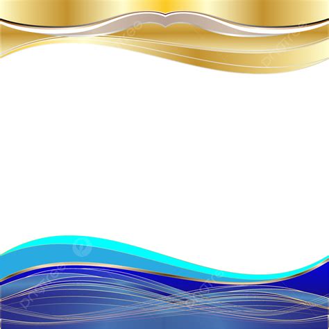 Design Vector Border Frame Line Abstract Gradient Gold And Blue Wave