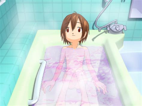 Yagami Hikari Digimon Digimon Adventure 1girl Bath Bathroom Brown Eyes Brown Hair Closed