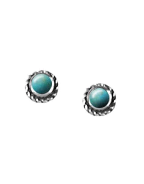Sterling Silver Round Turquoise Stud Earrings 5mm Simply Sterling