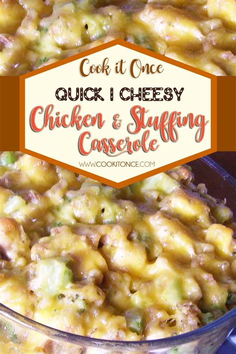 Chicken stuffing casserole in our series exemplifies fall in terms of flavor and texture. QUICK, CHEESY CHICKEN AND STUFFING CASSEROLE