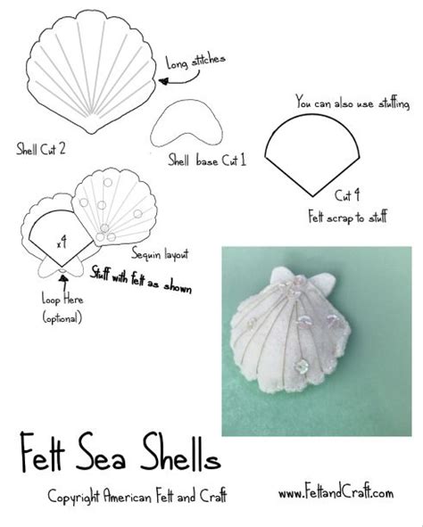 Felt Sea Shells Diy Pattern Seashell Ornament Christmas Ornament