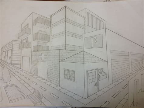 Mr Sterkens Class City Scape 2 Point Perspective Drawings