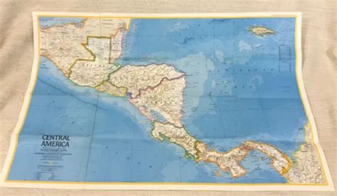 1973 Vintage Map Of Central America Mexico Honduras National Geographic