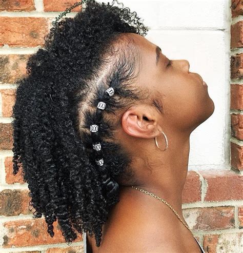 medium natural hairstyle with beaded side braids medium natural hair styles protective