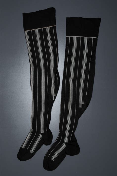 Black Silk Striped Stockings The Underpinnings Museum