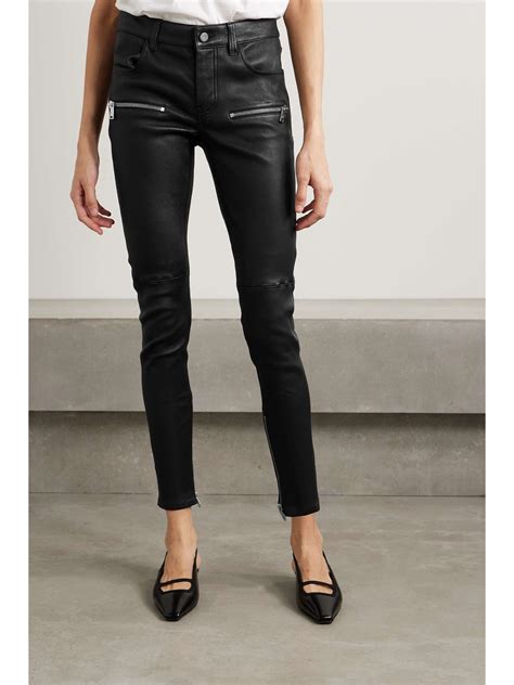 Anine Bing Remy Zip Detailed Leather Skinny Pants Net A Porter