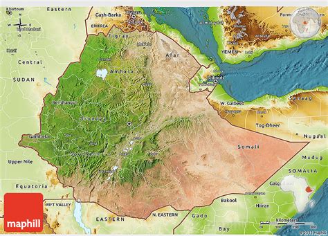Satellite 3d Map Of Ethiopia Physical Outside Satellite Sea