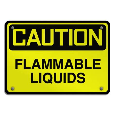 HORIZONTAL METAL SIGN Flammable Liquids Caution Osha Ansi Fire Hazard