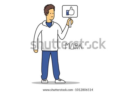 Mark Zuckerberg Founder Facebook Cartoon Portrait Stock Vector Royalty
