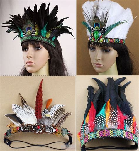 Indian Feather Headband Party Performance Hat Samba Carnival Headdress