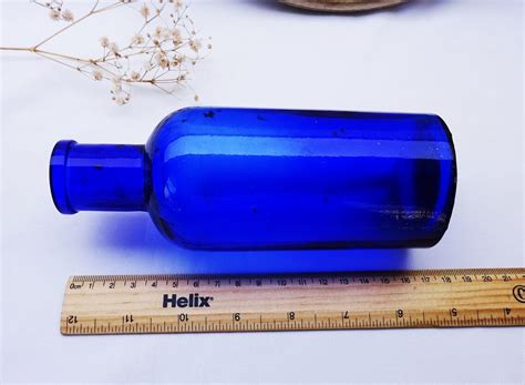 Antique Cobalt Blue Apothecary Bottle Large Victorian Etsy