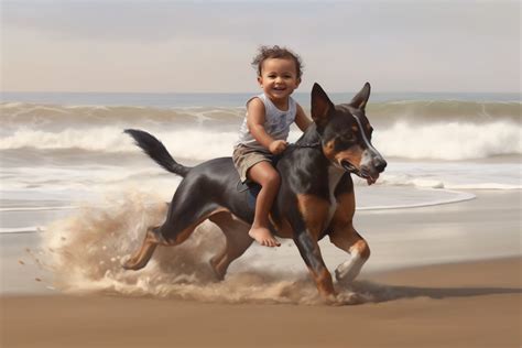 Toddlers Riding Dogs Digital And Ai Art