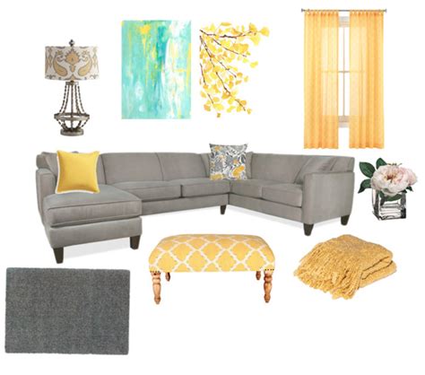 Grey Turquoise Yellow Living Room Ideas