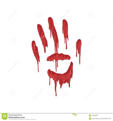 Bloody Handprint With Streaks Vector Illustration On A White Background