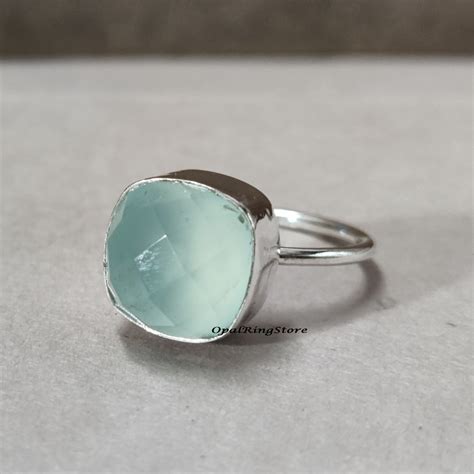 Blue Chalcedony Ring 925 Sterling Silver Ring Handmade Etsy
