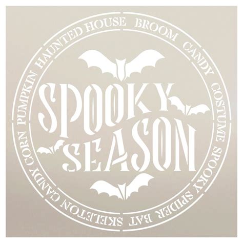 Spooky Season Bat Haunted House Round Stencil By Studior12 Select
