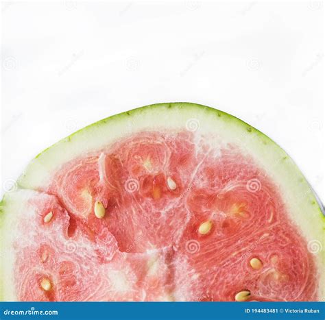 Half Of Unripe Watermelon With White Seeds Stock Image Image Of