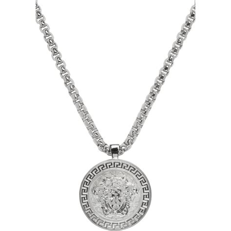 Versace Silver Large Round Medusa Chain Necklace In Metallic For Men Lyst