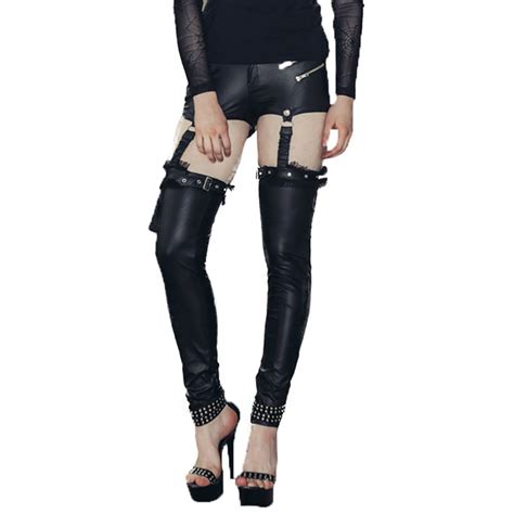 Gothic Punk Pu Leather Trouser Black Leather Pants Steampunk Women Sexy