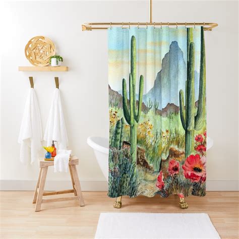 Desert Cacti After The Rains Shower Curtain For Sale By Billholkham