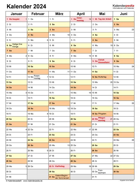 Kalender 2024 Zum Ausdrucken In Excel 19 Vorlagen Kos