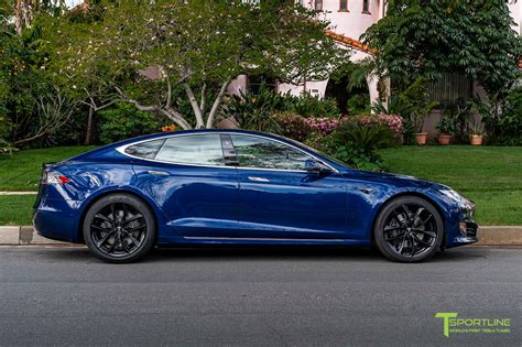 Deep Blue Metallic Tesla Model S With 20 Tss Flow Forged Wheels In Gl