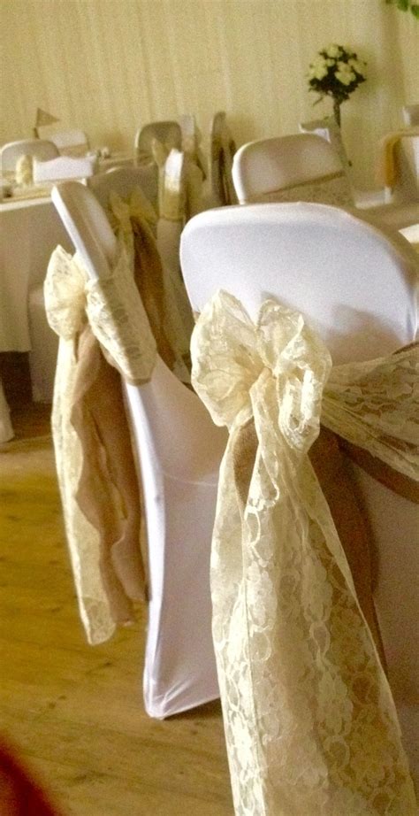Best 25+ burlap chair sashes ideas on pinterest | simple wedding decorations, wedding chair inspiration and hessian wedding. Rustic Wedding , hessian and lace chair sashes by # ...