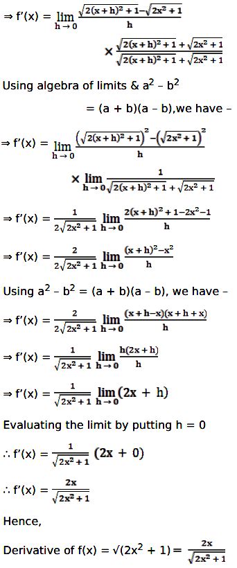 Differentiate Each Of The Following From First Principles √ 2x 2 1 Sarthaks Econnect