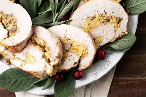 turkey roulades with sausage cornbread stuffing — cooking with cocktail rings sausage