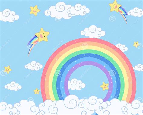 Cute Pastel Rainbow Background Stock Vector Illustration Of Clipart