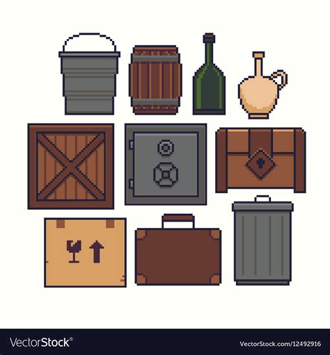 Pixel Art Containers Royalty Free Vector Image