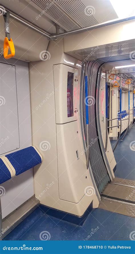 1 March2020 Moscow Russiainterior View Of A Subway Car In Moscow