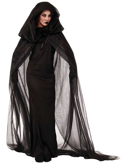 Buy 2016 New Hot Women Demon Halloween Costume Black Long Capes Devil Dress